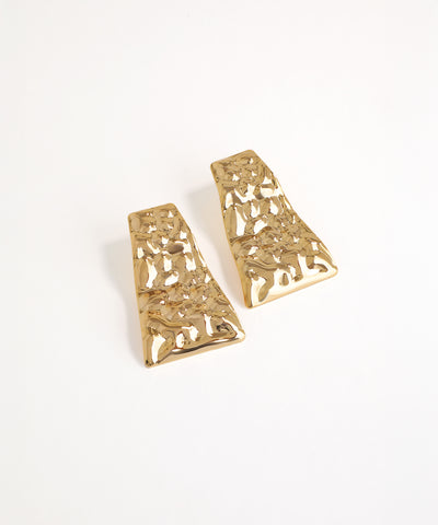 Pair of gold earrings on a white background