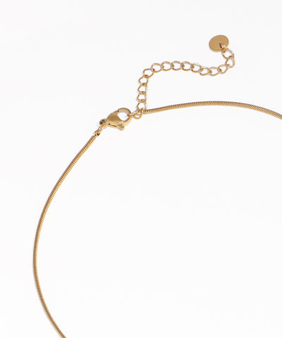 Gold necklace on a white background