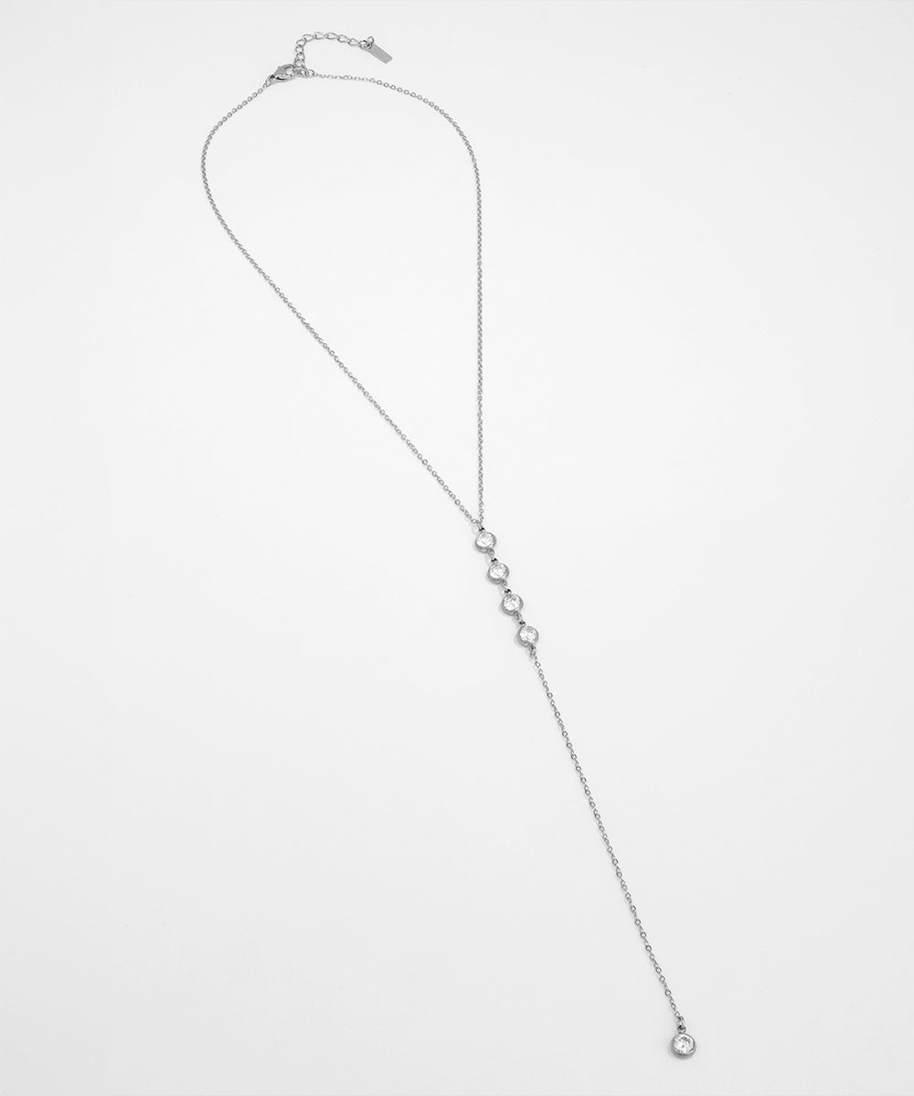 Silver necklace on a white background