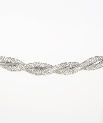 Silver braided cable on a white background