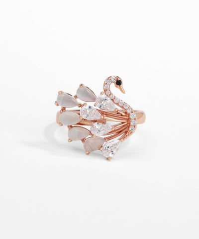 Sparkling Swan Feather Teardrop Cluster Rings | Stylika