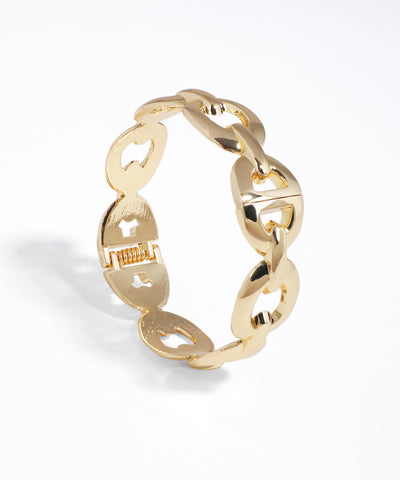 Gold-tone chain link bracelet with flat interlocking design