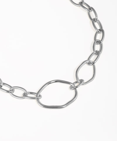 Silver chain necklace on a white background