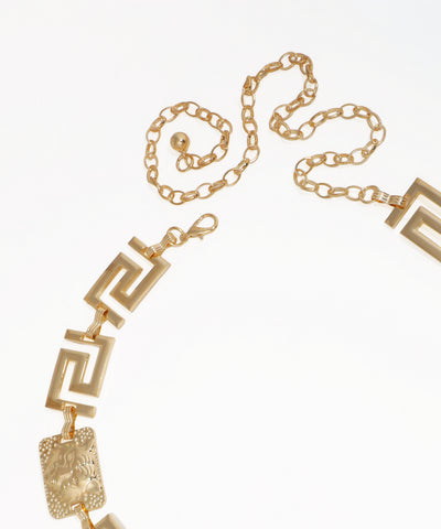 Bold Meander and Embossed Rectangle Waist Chain | Stylika