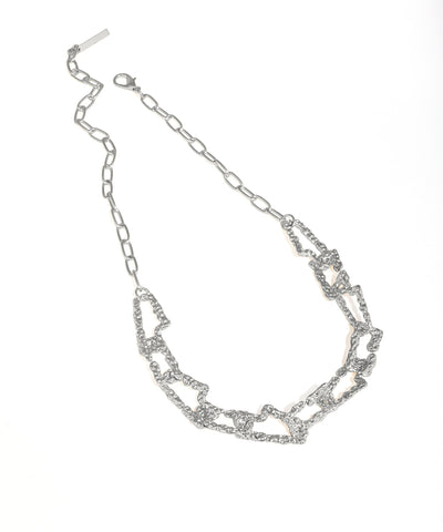 Silver chain necklace on a white background
