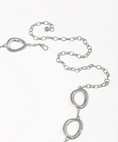 Silver chain necklace on a white background