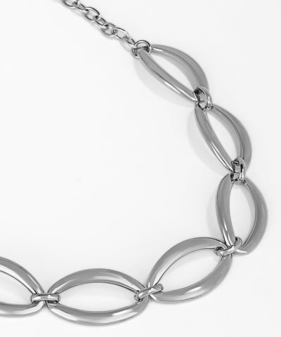 Silver chain necklace on a white background