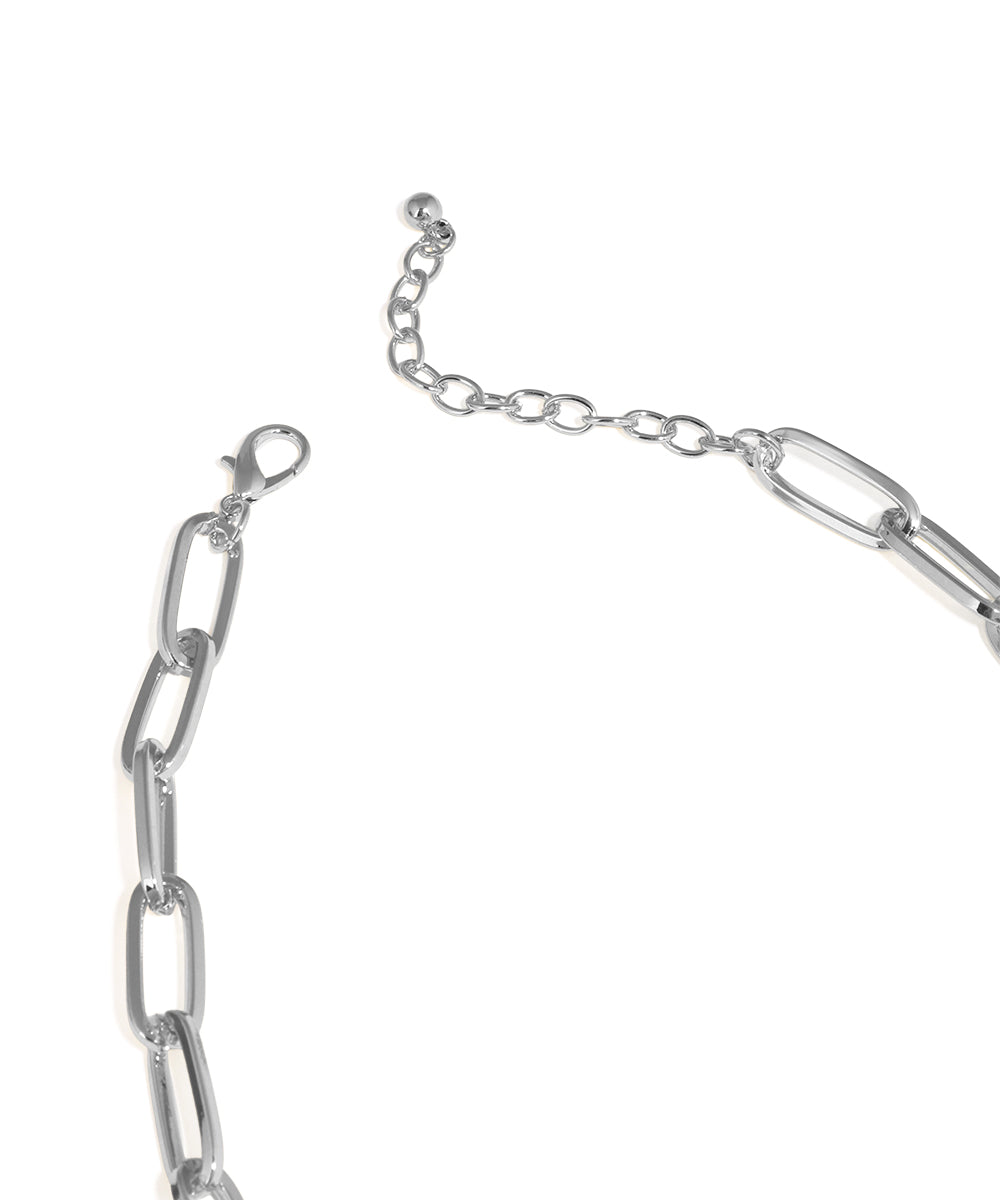 Silver chain bracelet on a white background