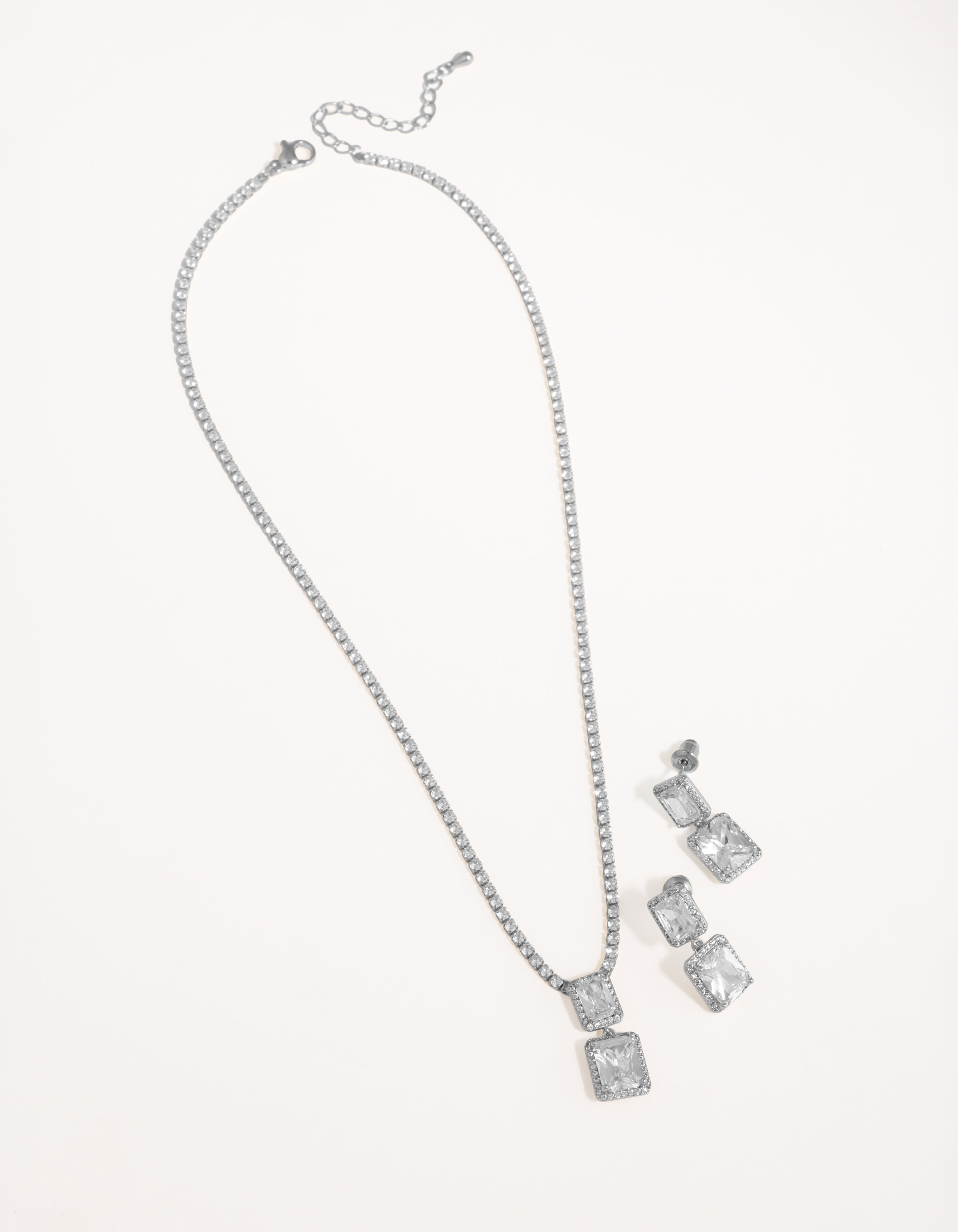 Radiant Pendant Necklace with Earrings | Stylika