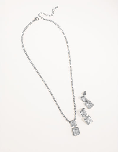Radiant Pendant Necklace with Earrings | Stylika