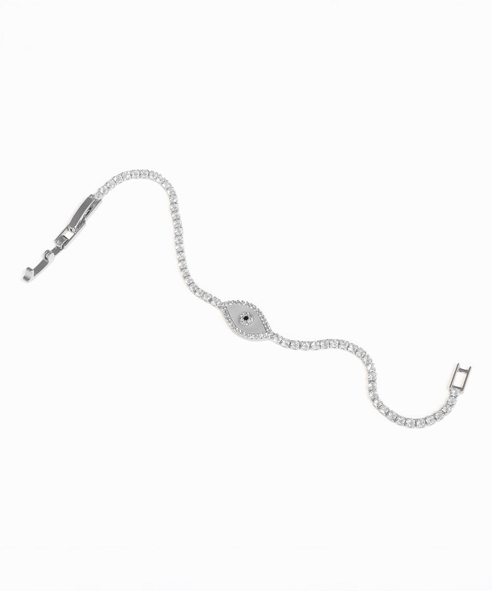 Silver bracelet on a white background