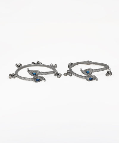 Oxidised Paisley Bell Drop Bangle Bracelets | Stylika