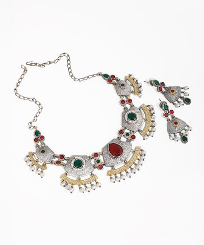 Decorative necklace with pendant on a white background