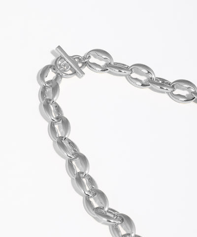 Silver chain bracelet on a white background