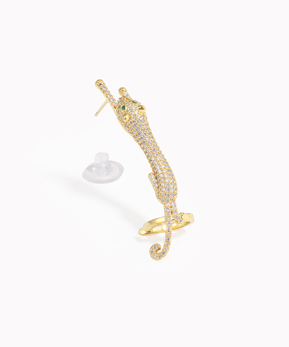 Glam Panther Crawl Ear Climber Earrings | Stylika