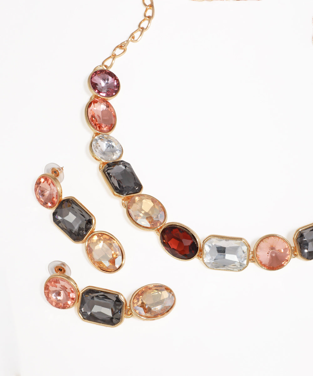Vibrant Stone Necklace Set with Matching Drops | Stylika