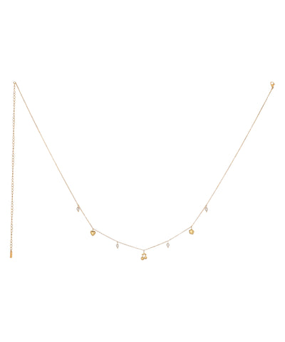 Gold-tone waist chain with heart and faux pearl charms