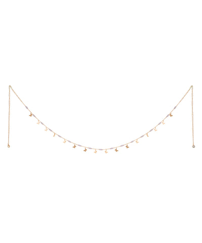 Gold-tone waist chain with butterfly charms and glass beads