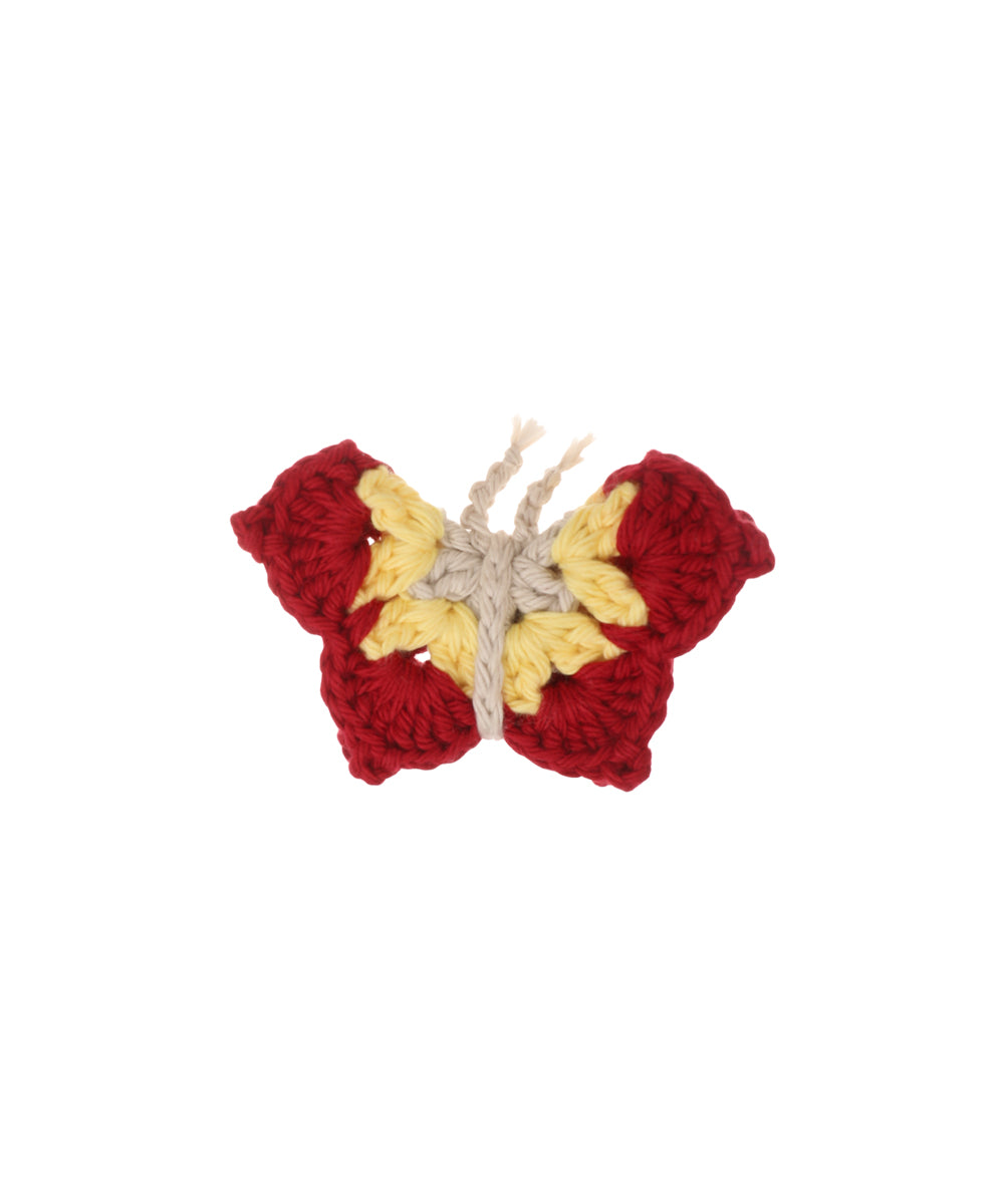 Red and yellow crochet butterfly hair clip