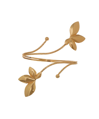 Gold-tone arm cuff with sculptural leaf details