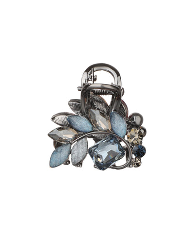 Gunmetal-tone claw clip with mixed floral glass crystals