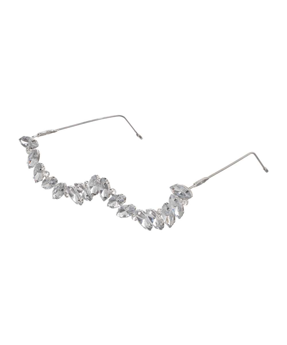 Rhodium finish Facelet with clear marquise-shaped stones forming a brow contour