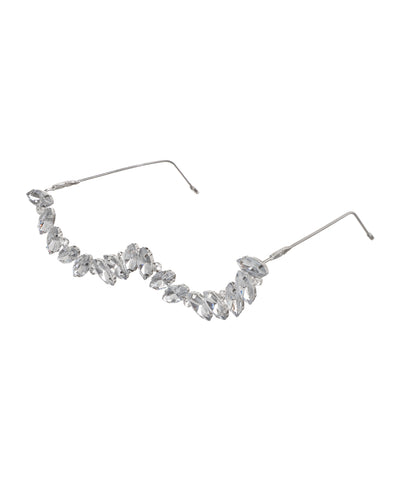 Rhodium finish Facelet with clear marquise-shaped stones forming a brow contour