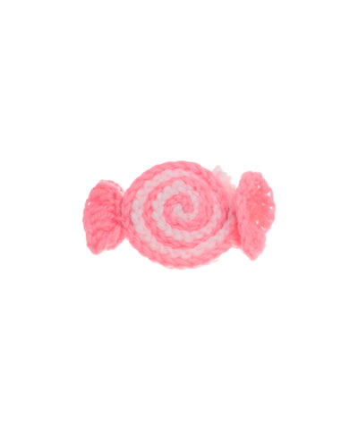 Pink and white candy swirl crochet hair clip