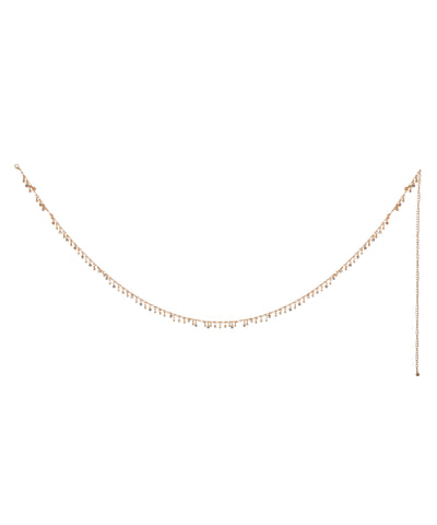 Gold-tone waist chain with delicate shimmer stone details and adjustable length
