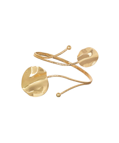 Gold-tone arm cuff with hammered disc and spiral design