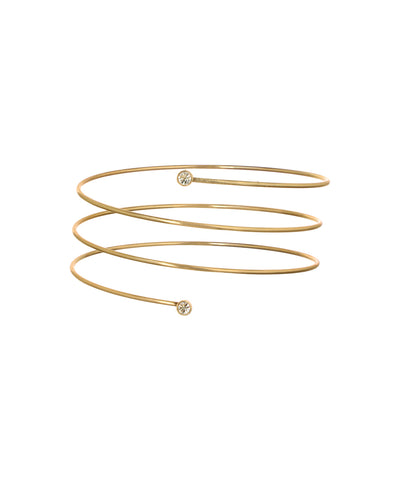 Gold-tone spiral arm cuff with two clear round stones