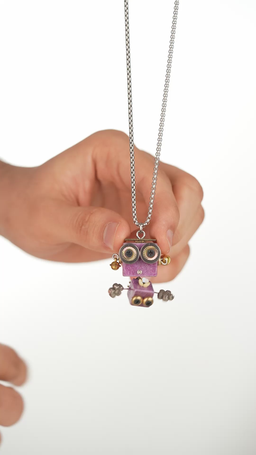 Load video: Robot Pixie Pendant Necklace | Stylika