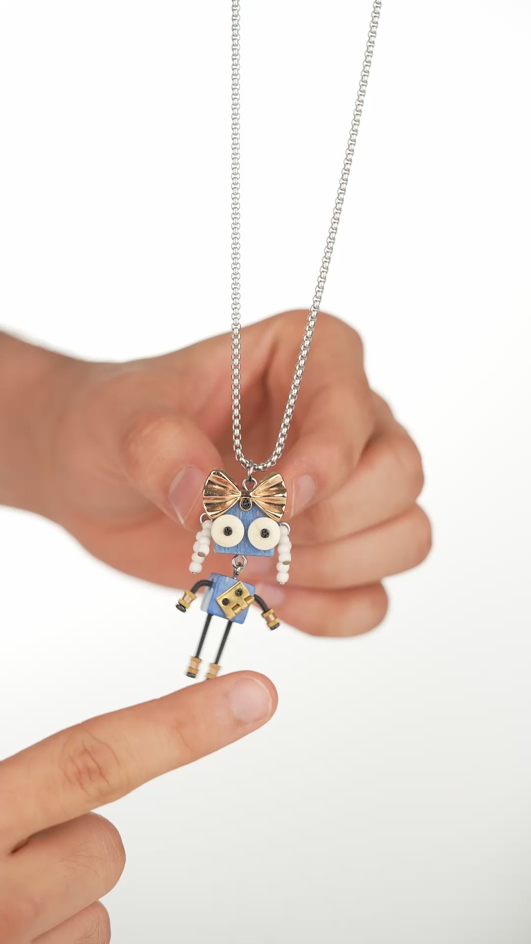 Load video: Robot Monarch Pendant Necklace | Stylika