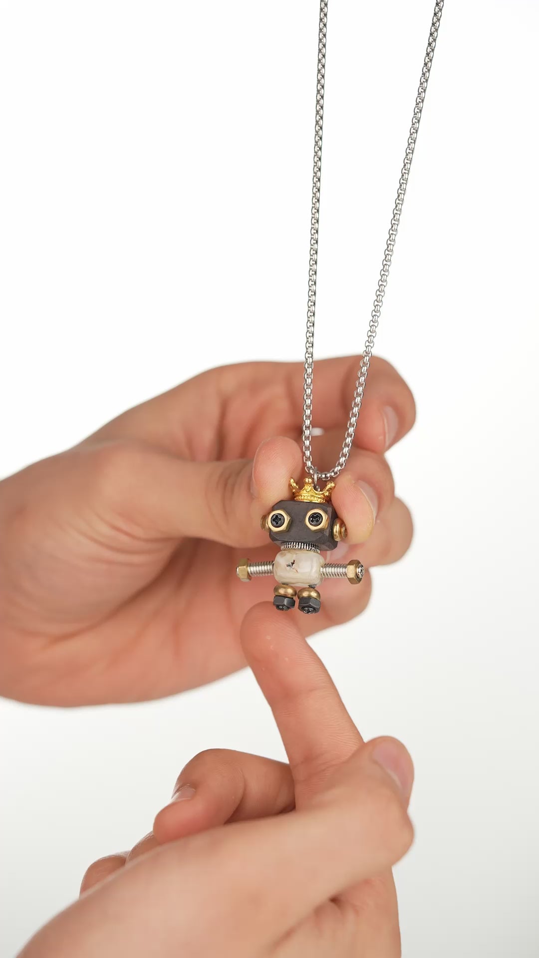 Load video: Robot Boss Baby Necklaces | Stylika
